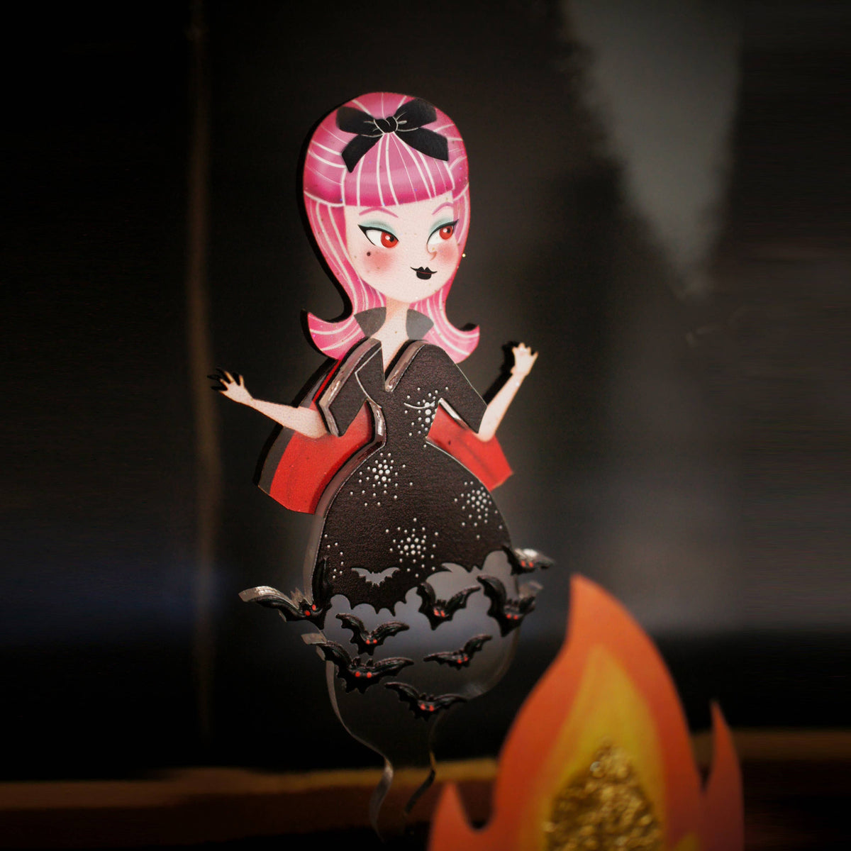 Vampiress with Bats Brooch