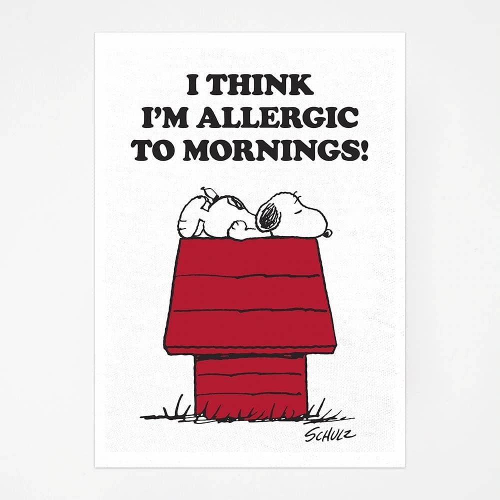 Peanuts Tea Towel - Allergic to Mornings
