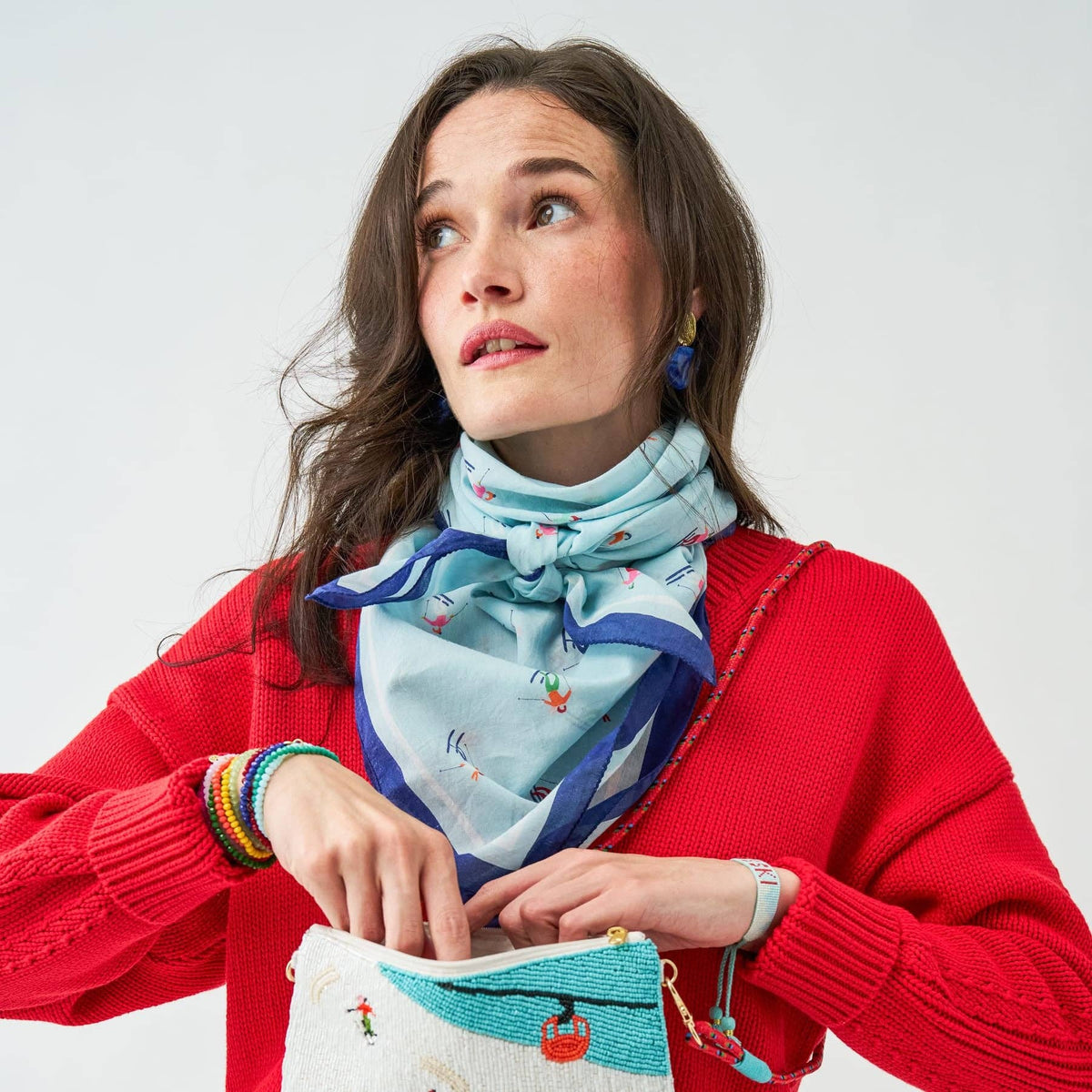 Olivia Square Scarf - Skier Print