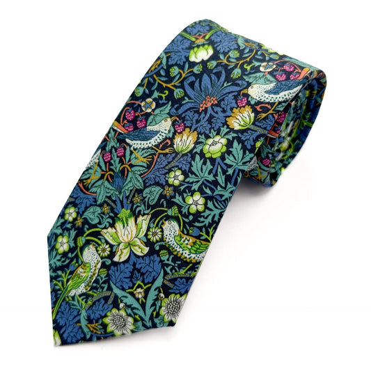 Strawberry Thief Blue Cotton Tie