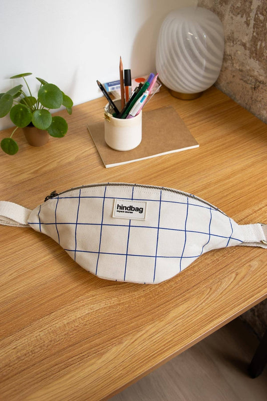 Olivia Checkered Cream/Blue Cross Body Bag