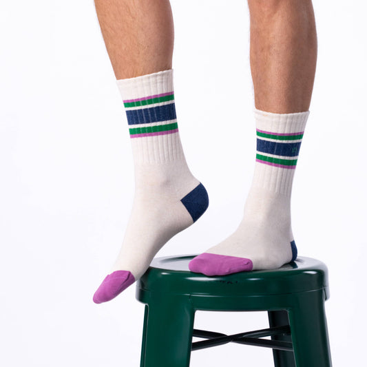 BILLYBELT Retro Socks - Beige, Navy & Green