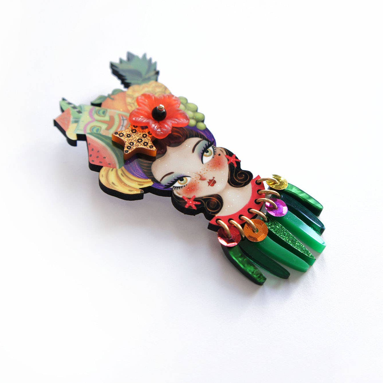 Tropical Tiki Girl Brooch