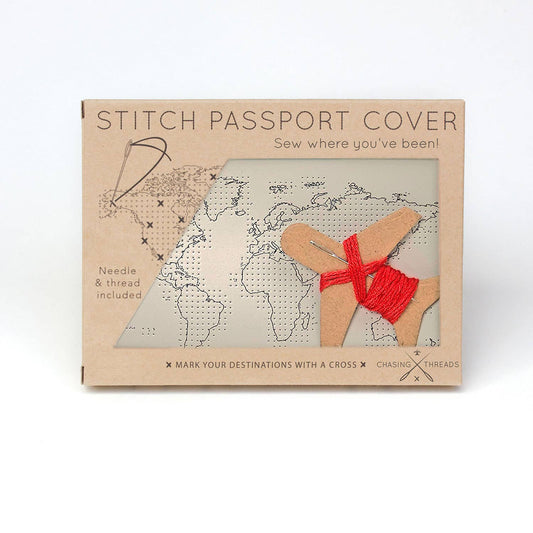Stitch Where You've Been Passport Cover Kit - Vegan Grey