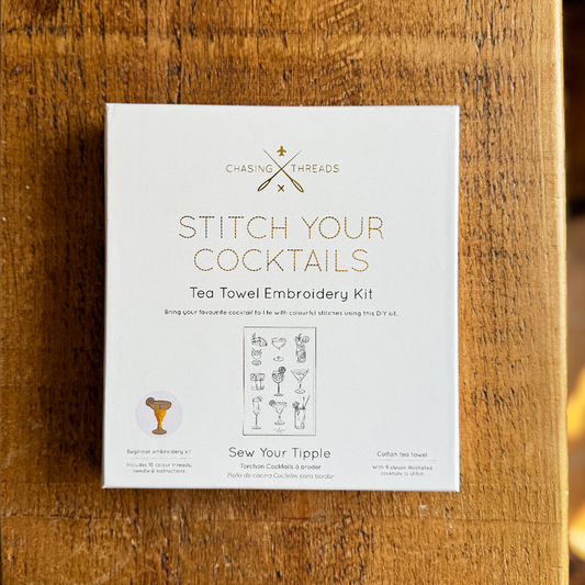Stitch Your Cocktails Tea Towel - Embroidery Kit