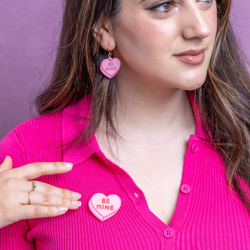 Candy Heart Simplified Mini Brooch – Pink