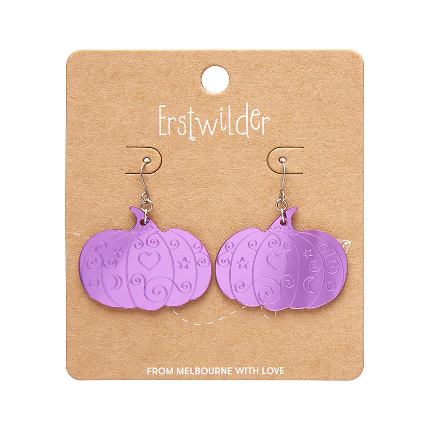 Pumpkin Magic Mirror Drop Earrings - Purple