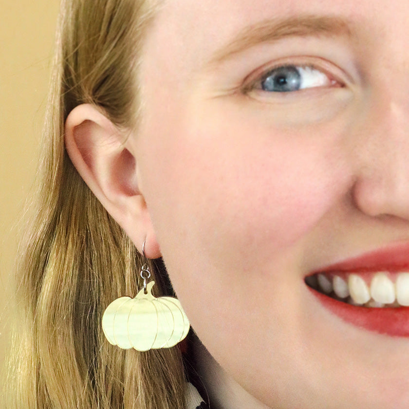 Pumpkin Mirror Drop Earrings - Gold