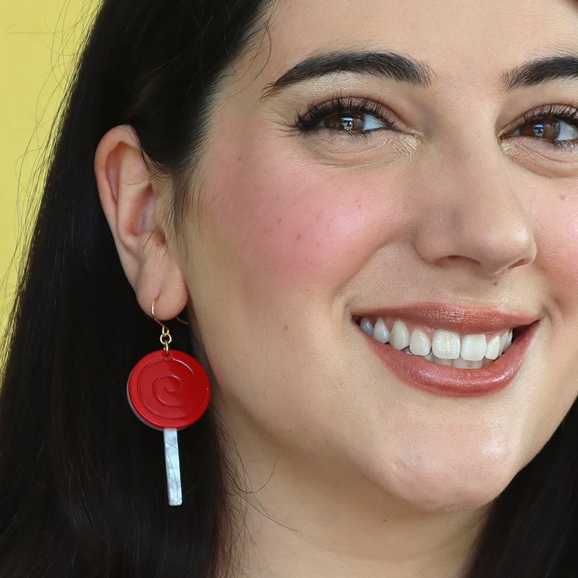 Lollypop Drop Earrings - Red
