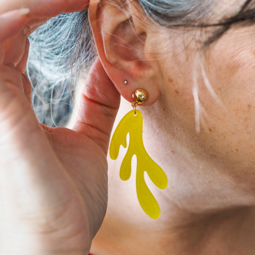 Reef Coral Drop Earrings - Yellow