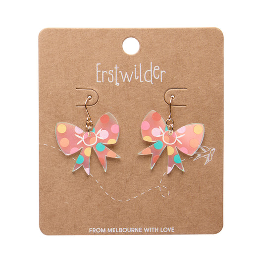 Polka Dot Bow Drop Earrings – Iridescent