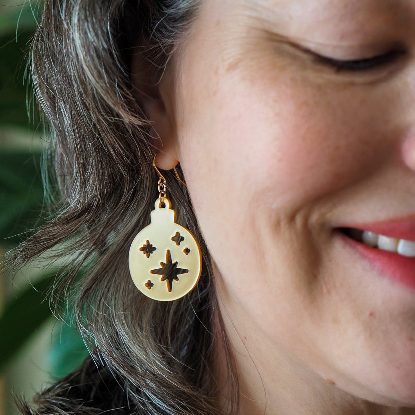 Round Bauble Drop Earrings - Gold