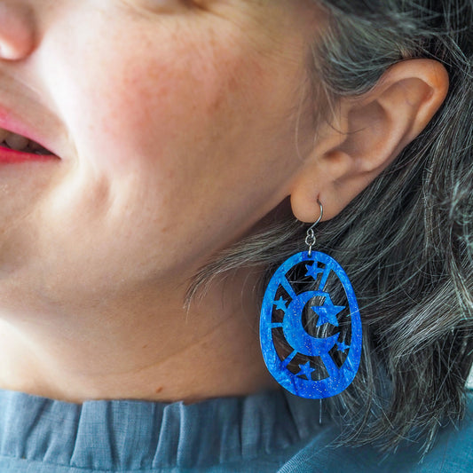 Moonlight Drop Earrings - Navy