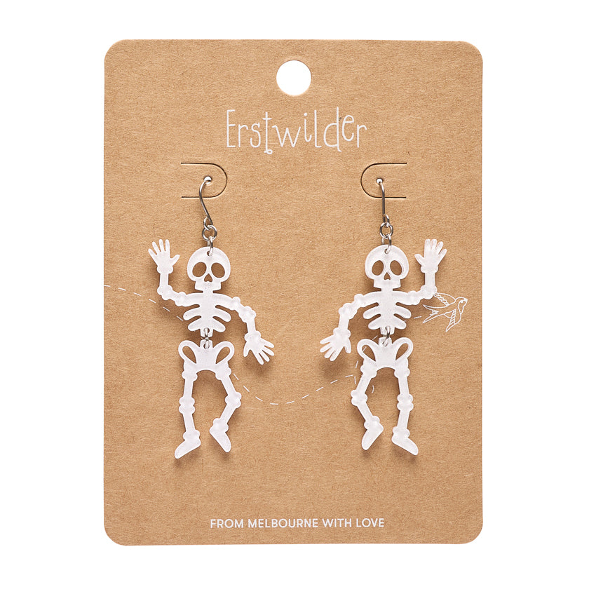 Dancing Skeletons Drop Earrings - White
