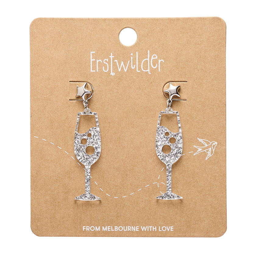 Champagne Bubbles Drop Earrings – Silver