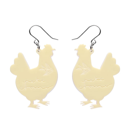 Clara the Chicken Drop Earrings