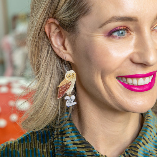 Barny Owl Drop Earrings