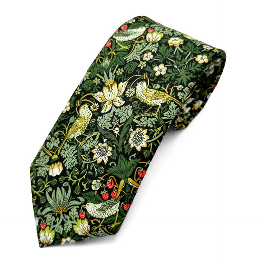 Strawberry Thief Forest Green Cotton Tie