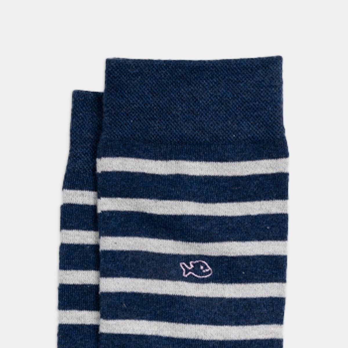 BILLYBELT Stripe Socks - Navy with White Stripe
