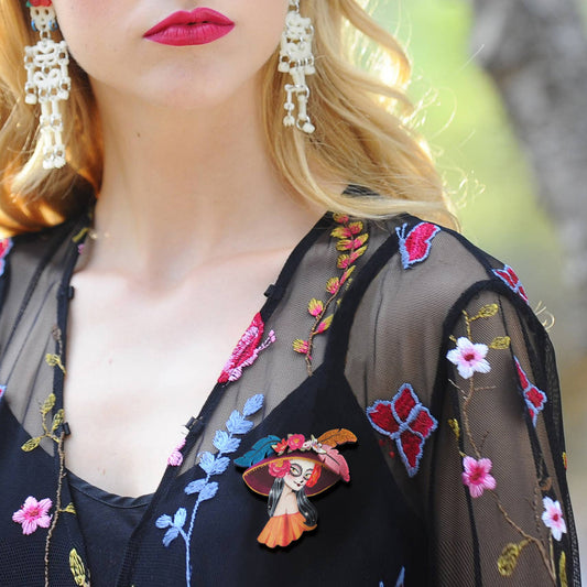 Mexican Catrina Brooch