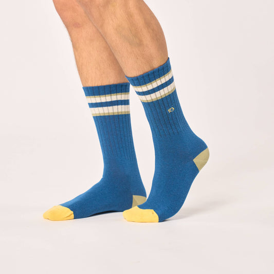 BILLYBELT Retro Socks - Blue & Green Striped