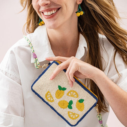 Leila Lemons Seed Bead Clutch With Strap