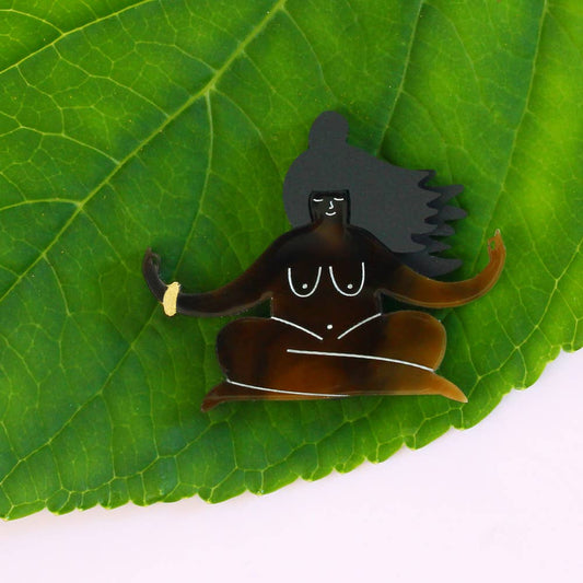 Naked Yoga Brooch - Black
