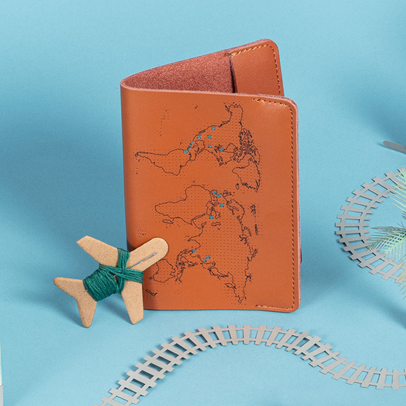 Stitch Where You've Been Passport Cover Kit - Brown Leather