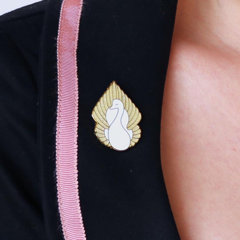 On White Wings Enamel Pin