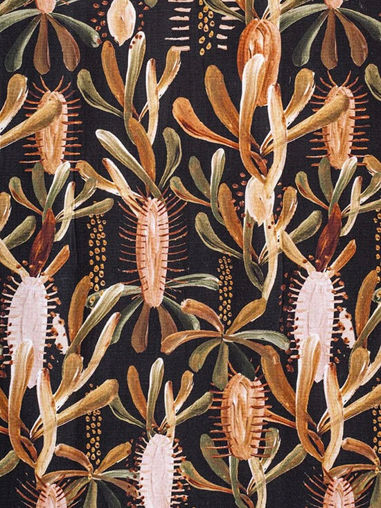 Grass Tree Black Pocket Square