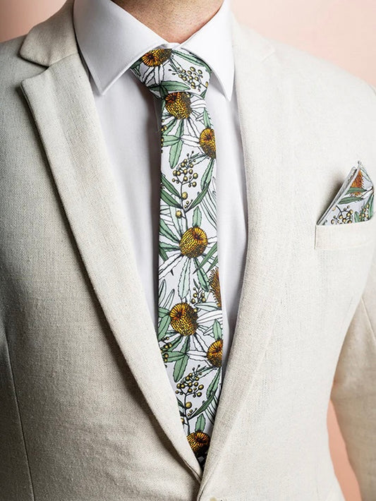 Banksia Grey Pocket Square
