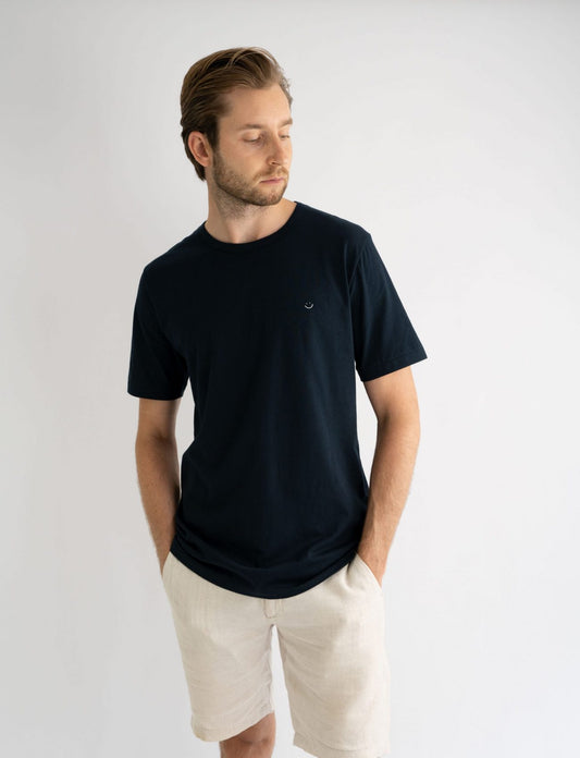 Classic Crew Tee Navy Smiley