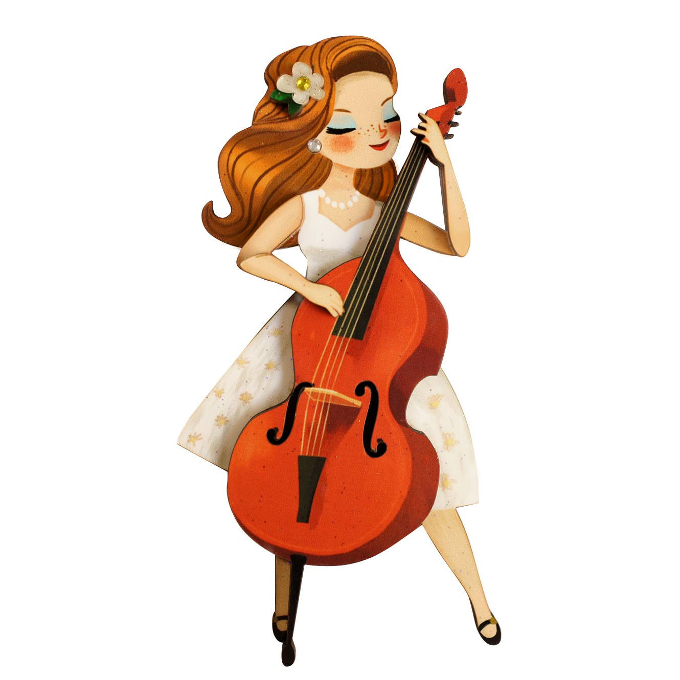 Girl Playing the Double Bass Brooch