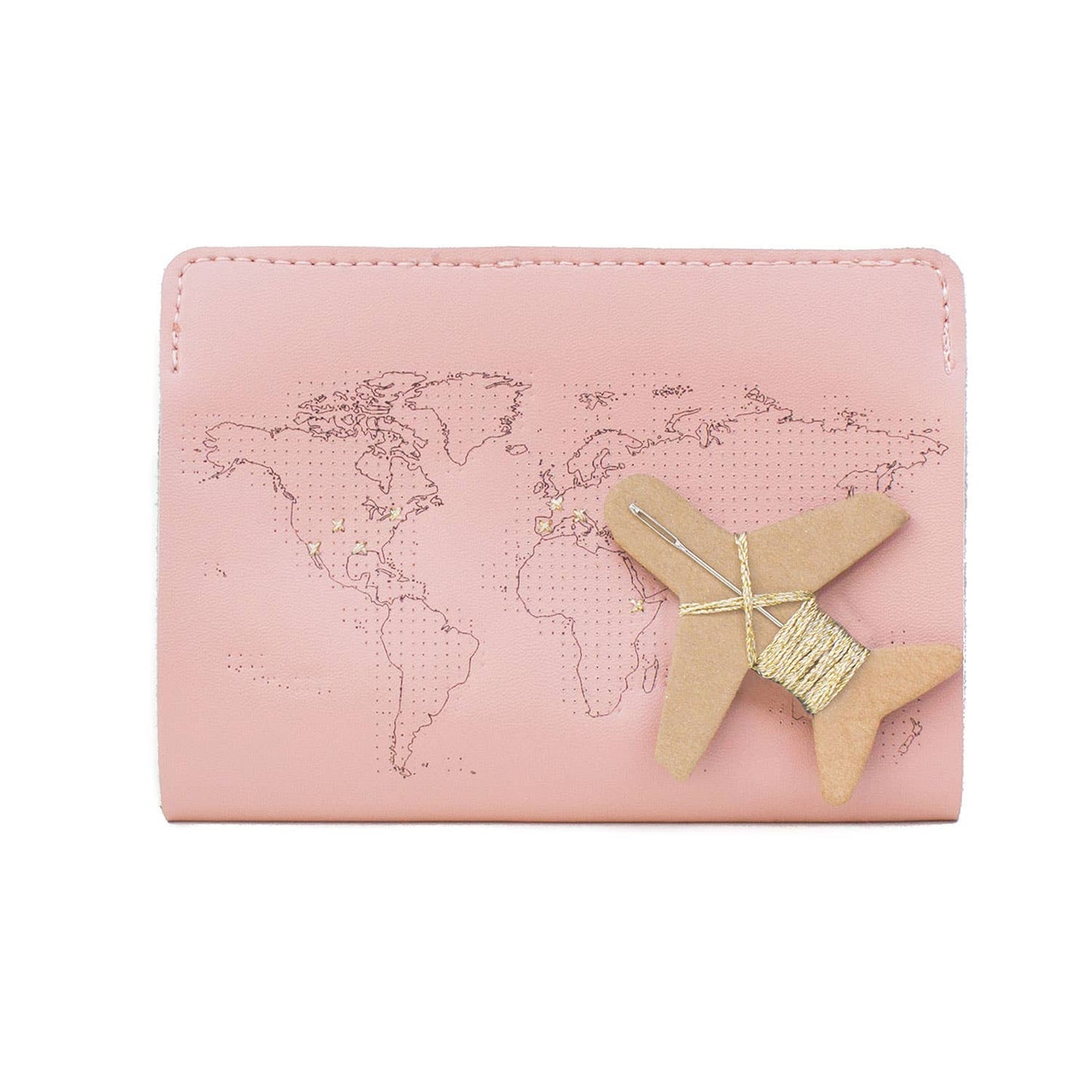 Stitch Where You've Been Passport Cover Kit - Pink Leather