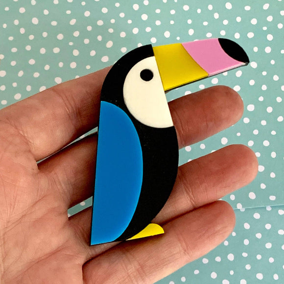 Blue Winged Tropical Toucan Brooch