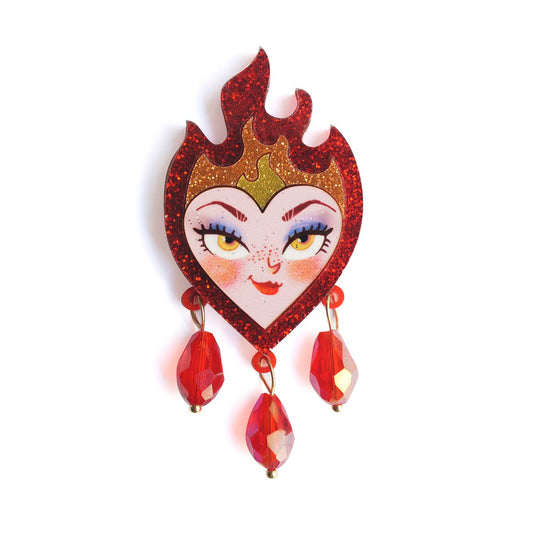 Flaming Heart Brooch