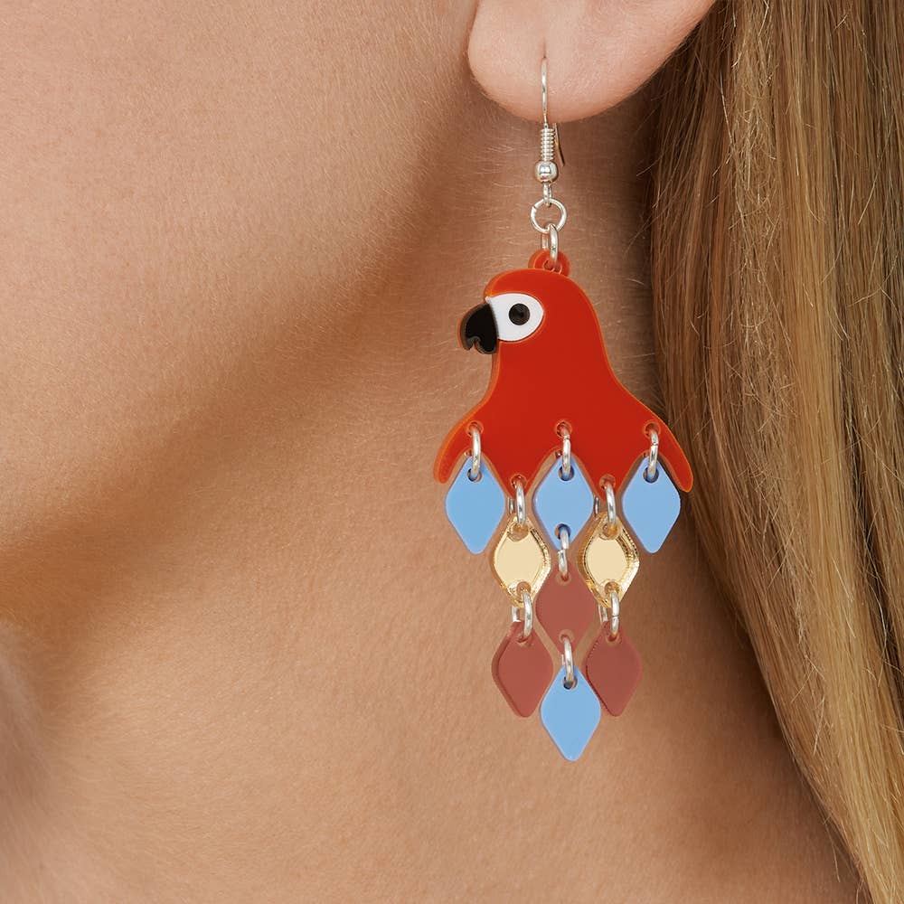 Red Parrot Diamond Earrings