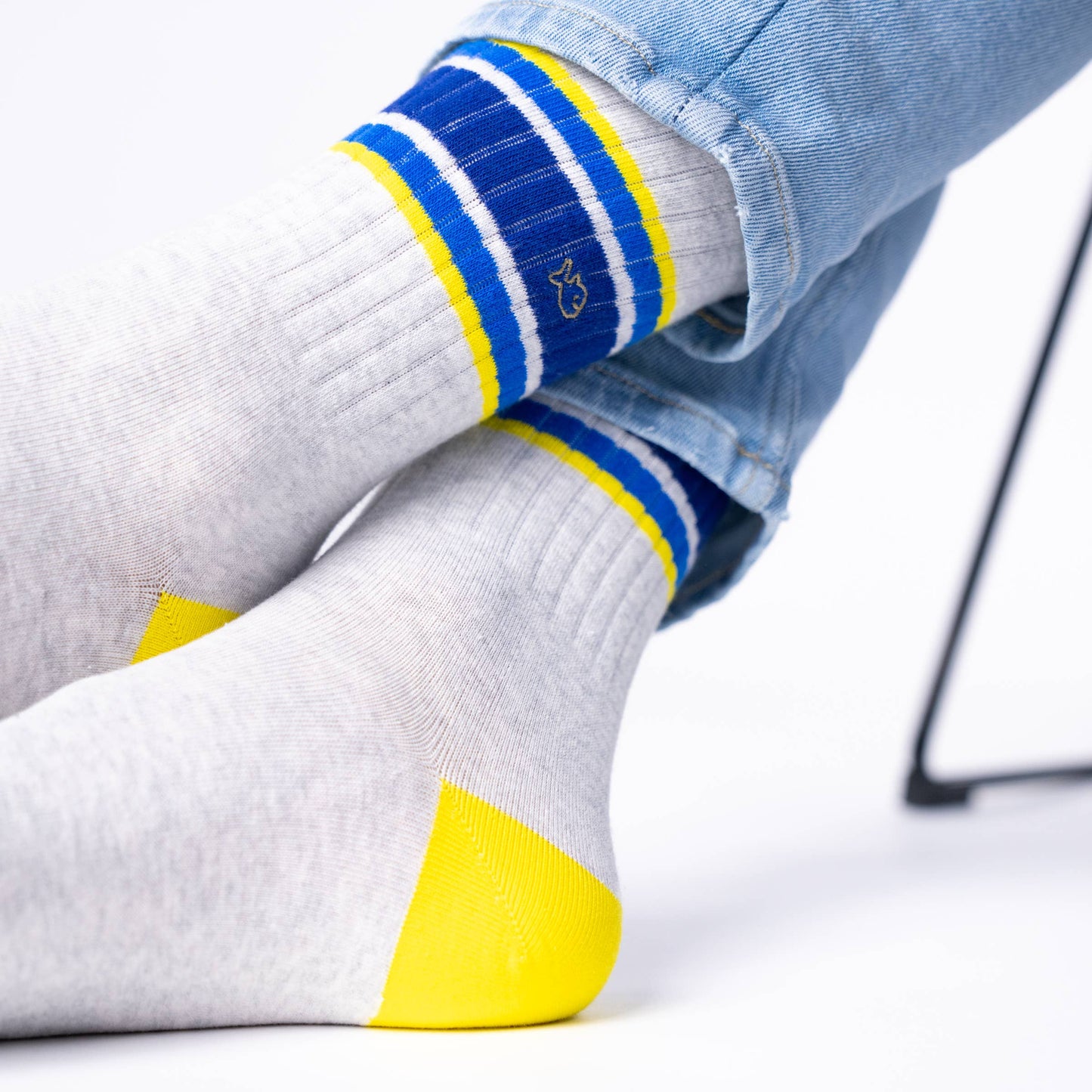 BILLYBELT Retro Socks - Grey, Blue & Yellow