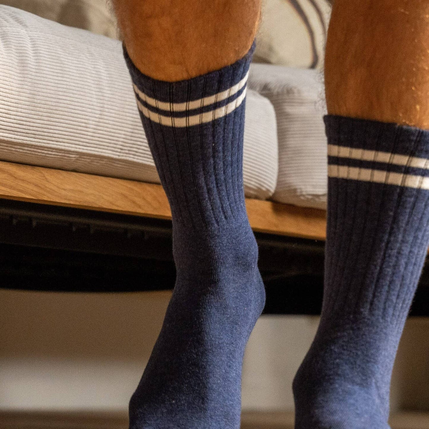 BILLYBELT Retro Socks - Blue & White Striped