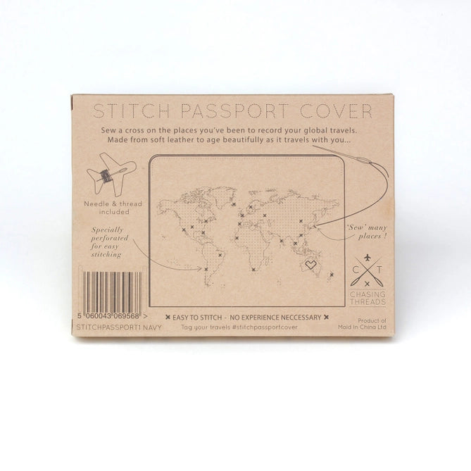 Stitch Where You'Ve Been Passport Cover Kit - Navy Leather