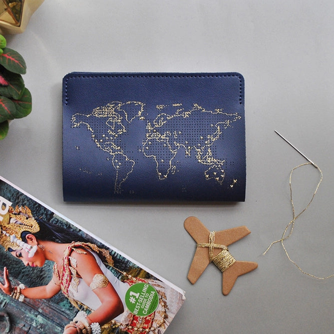 Stitch Where You'Ve Been Passport Cover Kit - Navy Leather