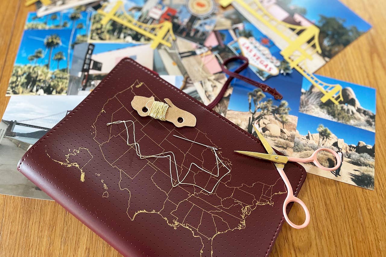 Stitch Your Travels - USA Edition Travel Notebook in Maroon