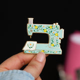Floral Sewing Machine Interactive Enamel Pin