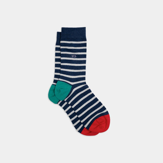 BILLYBELT Stripe Socks - Navy with White Stripe