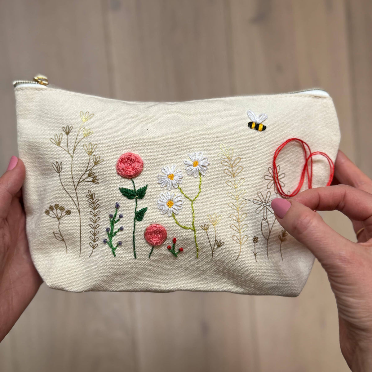 Stitch Your Flowers Zip Pouch - Embroidery Kit