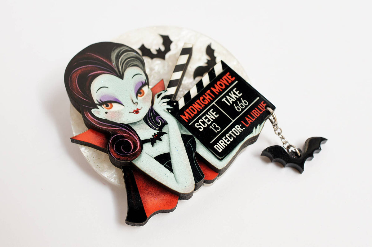 Vampira with Clapperboard Brooch