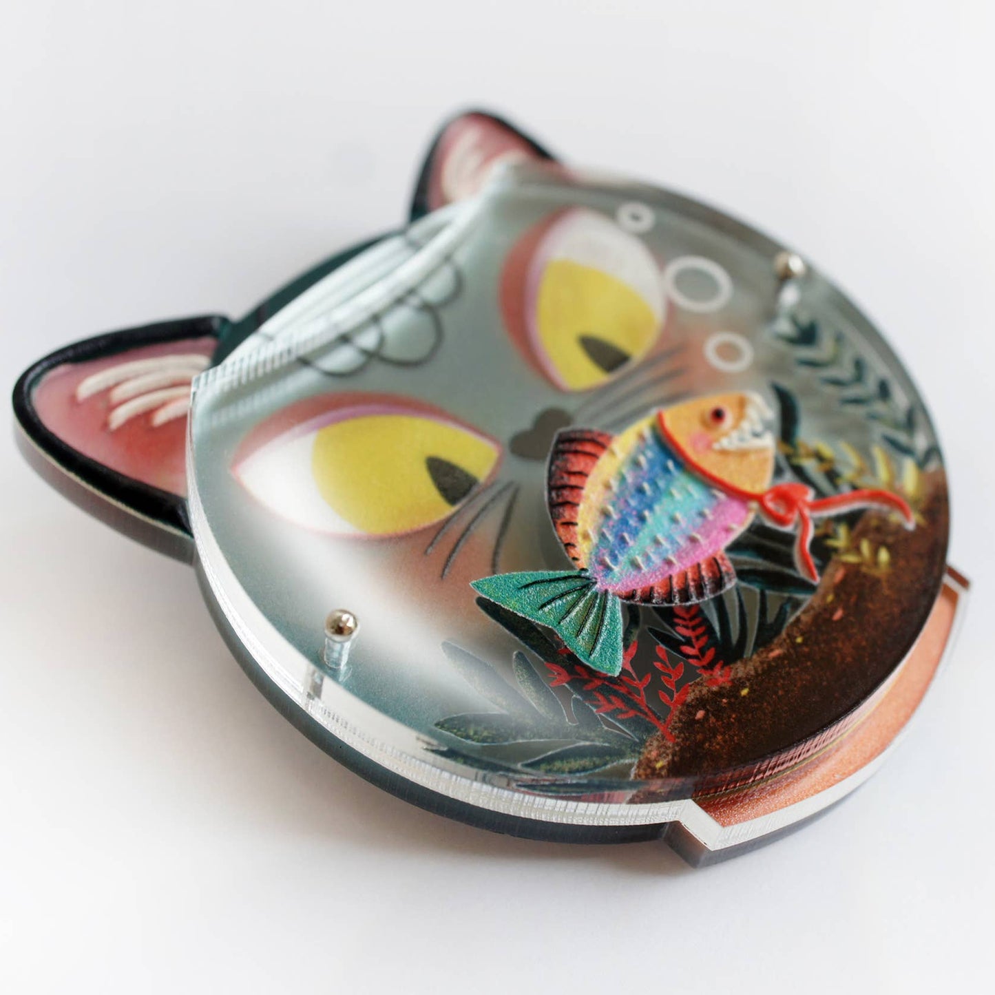 Fishbowl with Cat Brooch