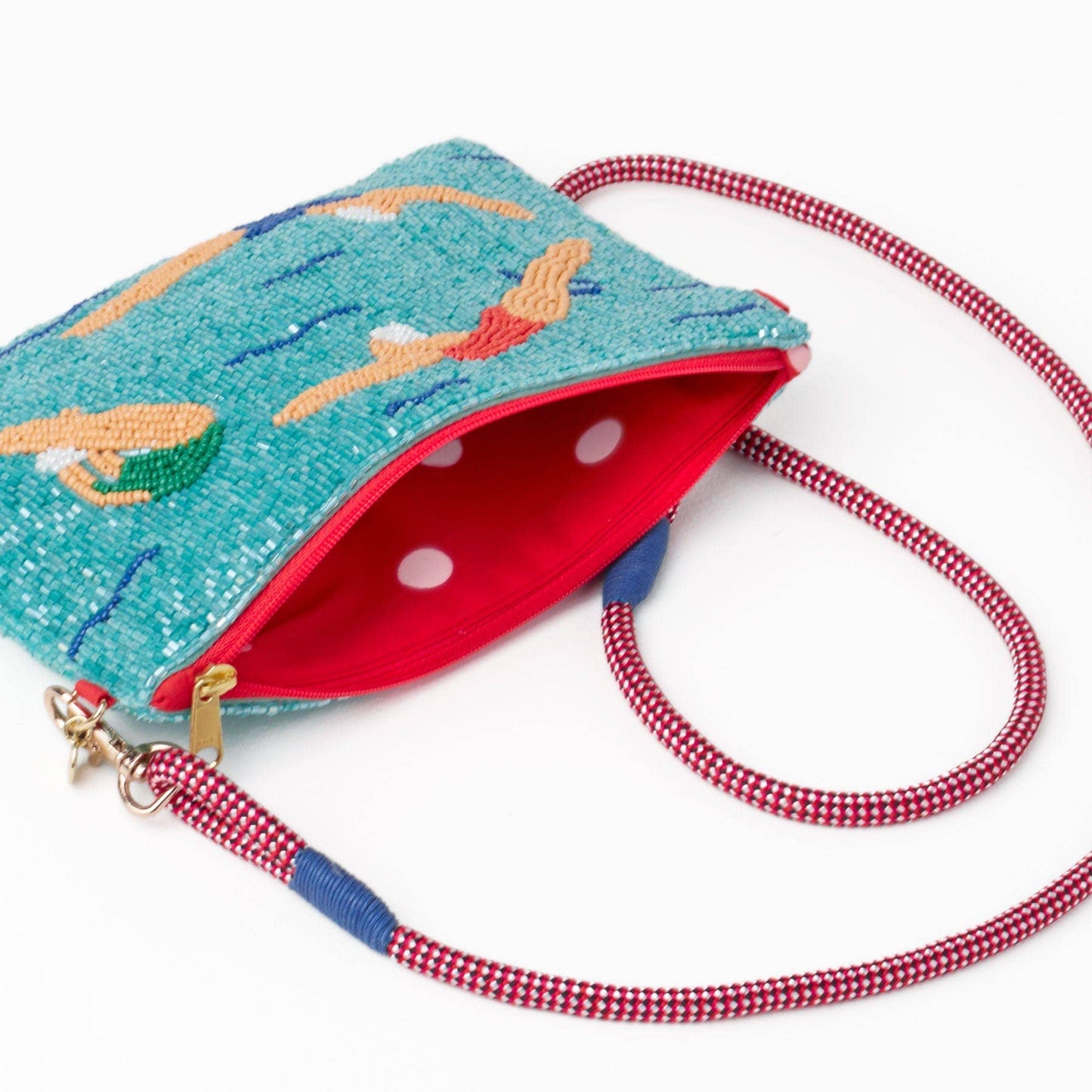 Leila Swimmers Seed Bead Clutch With Strap
