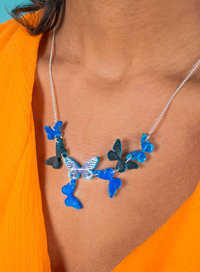 Blue Butterflies Necklace