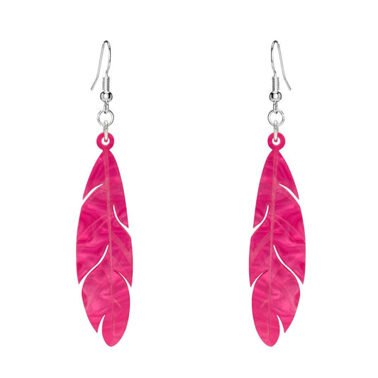 Flamingo Feather Earrings